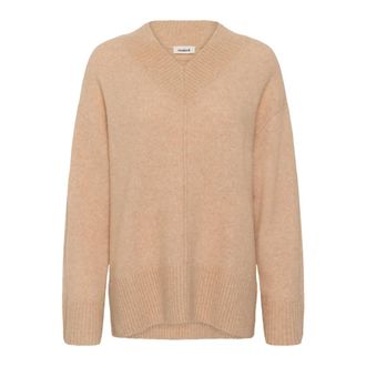 Soaked In Luxury Jersey de pico - Knitwear - Mujer - Beige - 2XL