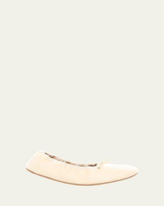 The Row Leather Bow Ballerina Flats