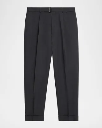 Officine G&eacute;n&eacute;rale Men & apos;s Hugo Wool Self-Belt Pleated Pants
