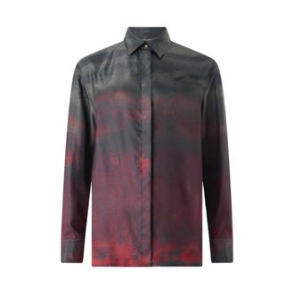 Roberto Cavalli Shirts, female, Multicolor, Size: 2XS Silk Shirt With A Mottled Effect