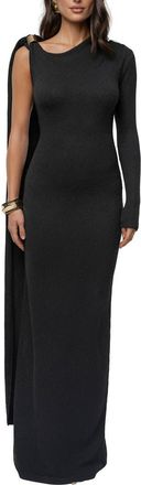 JLUXLABEL Aniza Drape Long Sleeve Maxi Dress in Black at Nordstrom, Size Medium