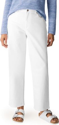 Eileen Fisher High Waist Ankle Straight Leg Jeans in White at Nordstrom, Size Xx-Small