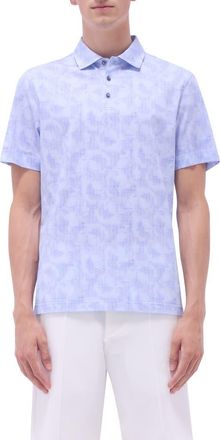 Bugatchi Victor OoohCotton Abstract Print Polo in Air Blue at Nordstrom, Size Xxx-Large
