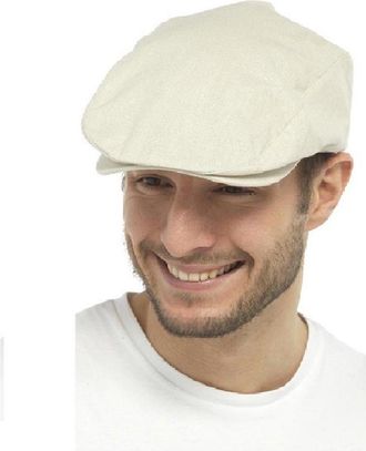 Tom Franks Unisex Lightweight Cotton Linen Summer Style Flat Cap (L/XL, Beige)