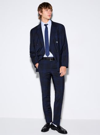 HUGO BOSS Mens Navy check pant Extra slim fit