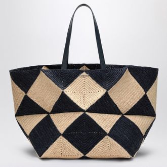 Loewe Puzzle Fold Tote XXL natural/navy raffia bag
