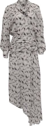 Iro Iro Jensen Asymmetric Printed Midi Dress in White Viscose