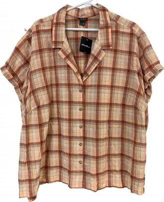 Eddie Bauer Womens Packable Button Up Camp Shirt - Plus In Apricot