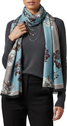 Saachi Botanical Reversible Print Scarf in Light Blue at Nordstrom Rack