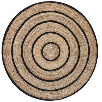 Beliani Alfombra Beige Negro Redonda 140 Cm Estilo Boho R&uacute;stico Espiral Trenzado De Algod&oacute;n Y Yute Bukse