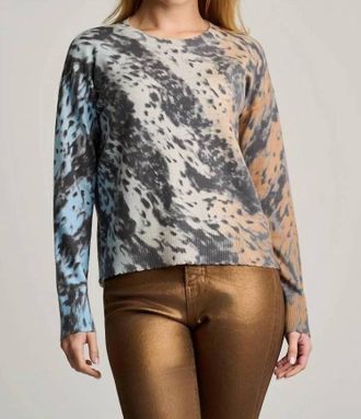Lisa Todd Running Wild Top In Ice Blue/camel
