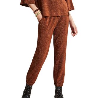 ottod'Ame Viscose Trousers With Lurex in Metallic Rust at Nordstrom, Size X-Large It