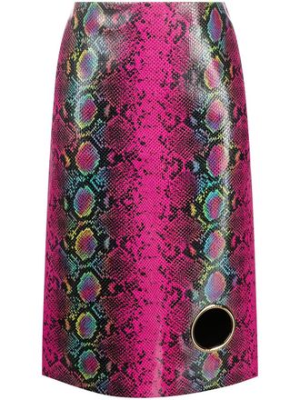 Versace python-print leather skirt - women - Leather - 40 - Pink
