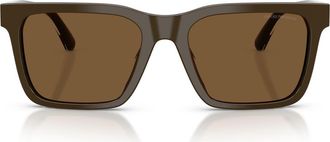 Emporio Armani 57mm Square Sunglasses in Shiny Brown /Brown at Nordstrom