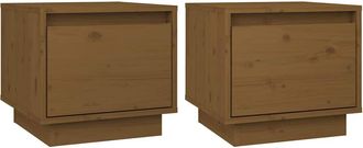 vidaXL Vidaxl - Mesitas De Noche 2 Uds Madera De Pino Marr&oacute;n Miel 35x34x32 Cm