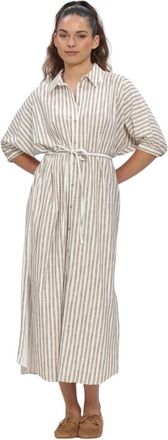 JapanTKY YWA Dessin Shirt Dress - Dames - Shirt Kleedjes - Beige - M - Kleedjes