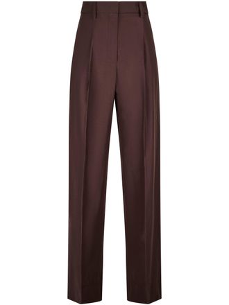 Forte_Forte High-Waisted Straight Trousers in Smooth Taffeta Fabric