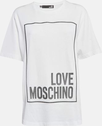 Love Moschino White Metallic Print Jersey T-Shirt