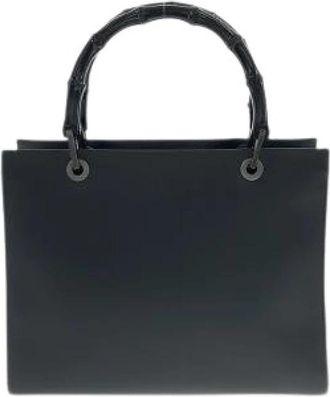 Gucci Pre-owned Bamboo Leren Tote Bag - Dames - Vintage Handtas - Zwart - ONE Size - Leer - Vintage