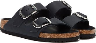 Birkenstock Arizona Grote Gesp Geolied Leer Dames Zwarte Sandalen