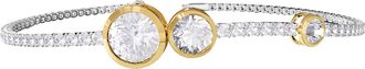 Diamond2Deal 14k Two-tone Gold 3.5 Ct Round Lab Grown Diamond Bangle Bracelet 7 VVS-VS, E-F