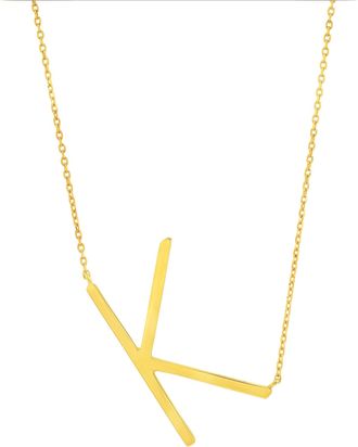 MAX + STONE 14k Yellow Gold Plated Sterling Silver Large Sideways Block Initial Letter
