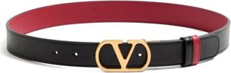 Valentino Garavani Rode Omkeerbare Riem met Geponste Gaten - Dames - Riemen - Rood - 90 CM - Accessoires