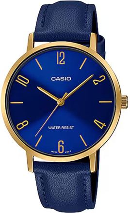 Casio Womens Gold-Tone Watch with Blue Dial and Blue Leather Band - LTP-VT01GL-2BUDF