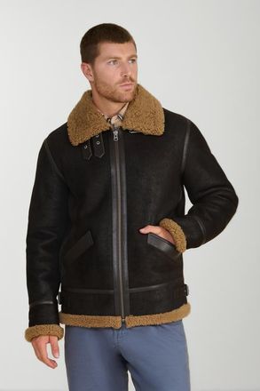 FURNIQ Frederick Shearling Aviator Jacket in Brown at Nordstrom, Size Xxx-Large