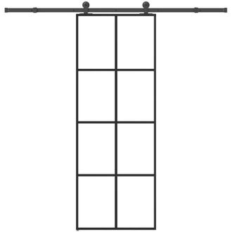 vidaXL Vidaxl - Puerta Corredera Con Set Herrajes Vidrio Esg Aluminio 76x205 Cm