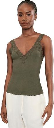 Madewell Lace V-neck Tank Top Womens Clothing Faded Ivy : LG (Womens 10-12), Cotton/Elastane/Modal