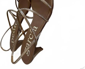 Pedro Garcia Womens Ailen Kitten Heel Sandal In Ore Satin
