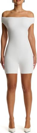 Naked Wardrobe Smooth Off the Shoulder Romper in White at Nordstrom, Size X-Large