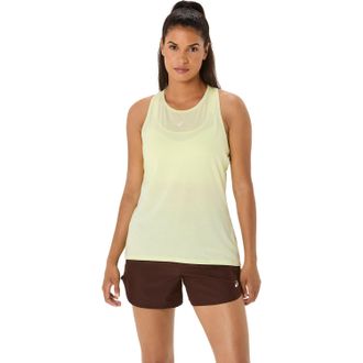Asics Lauftop ASICS NAGINO RUN ADJUSTABLE TANK, Damen, Gr. XS (34), gelb (huddle gelb heather), Obermaterial: 78% Polyester, 20% Lyocell, 2% Elasthan, Tops 