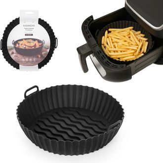 KASANOVA Teglia tonda 21 cm silicone per friggitrice ad aria nera