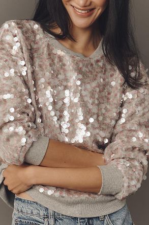 Maeve Long-Sleeve Sequin Sweatshirt