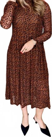 THML Clothing Devore Dress In Brown