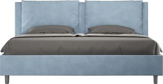 ITYhome Letto Matrimoniale King Size Rivestito In Microfibra - Antea - Dimensione Rete: 180x200 - Colore: Azzurro - Tipologia Letto: Con Rete E Contenitore