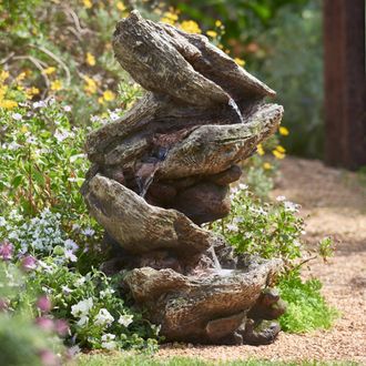 PRIMROSE Garden Water Feature Rock River Cascade with LED Lights 103cm