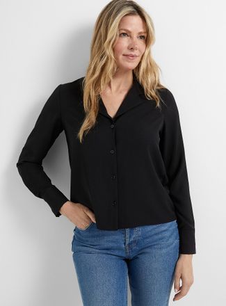 Contemporaine Womens Flowy notch-collar shirt