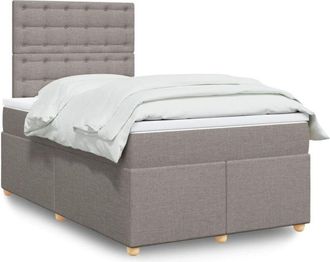 vidaXL Cama Box Spring Con Colch&oacute;n Tela Gris Taupe 120x190 Cm Vidaxl