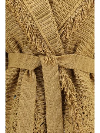 Alanui Womens Cardigan Island Memories Gold Polyester Sweater