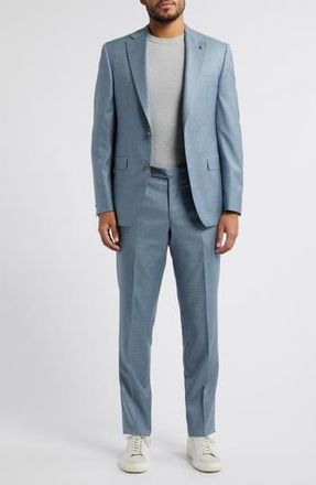 Jack Victor Esprit Blue Microcheck Wool Suit in Light Blue at Nordstrom Rack, Size 40