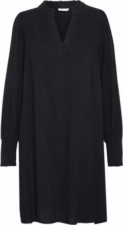 Kaffe Zwart Diep Jurk met Smock Manchetten - Dames - Korte kleedjes - Zwart - S - Kleedjes