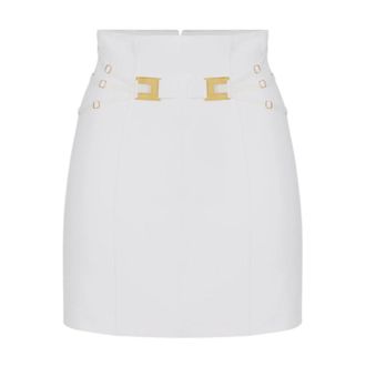 Elisabetta Franchi Short Skirts, female, White, Size: XS Logo-detail Mini Skirt