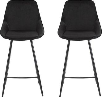 Vente-Unique Lotto di 2 sgabelli da bar Velluto Nero - MASURIE