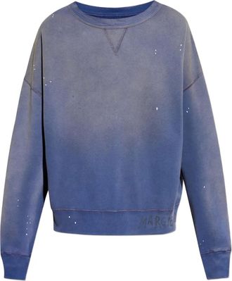 Maison Margiela Felpa con stampa logo - Blu