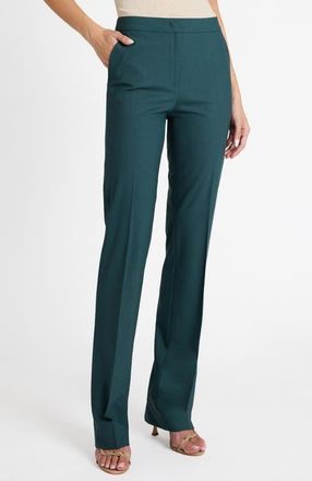 Santorelli Amara Wool Stretch Straight Leg Pant in Steel Teal at Nordstrom, Size 12