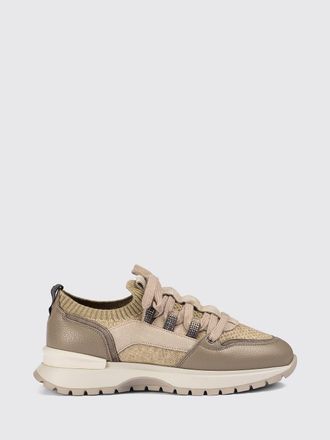 Doucal's Low-Top Sneakers in Calfskin and Wool with a Bicolor Design