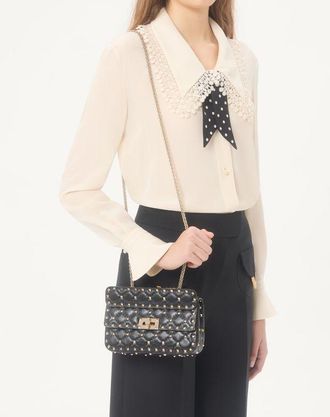Valentino Garavani Borsa Piccola Rockstud Spike In Nappa Donna NERO UNI